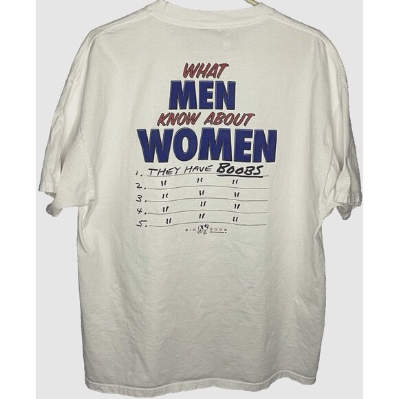 Big Dogs Sportswear T Shirt Men’s XL Dad Joke What Men Know about Women Boobs - Picture 1 of 10
